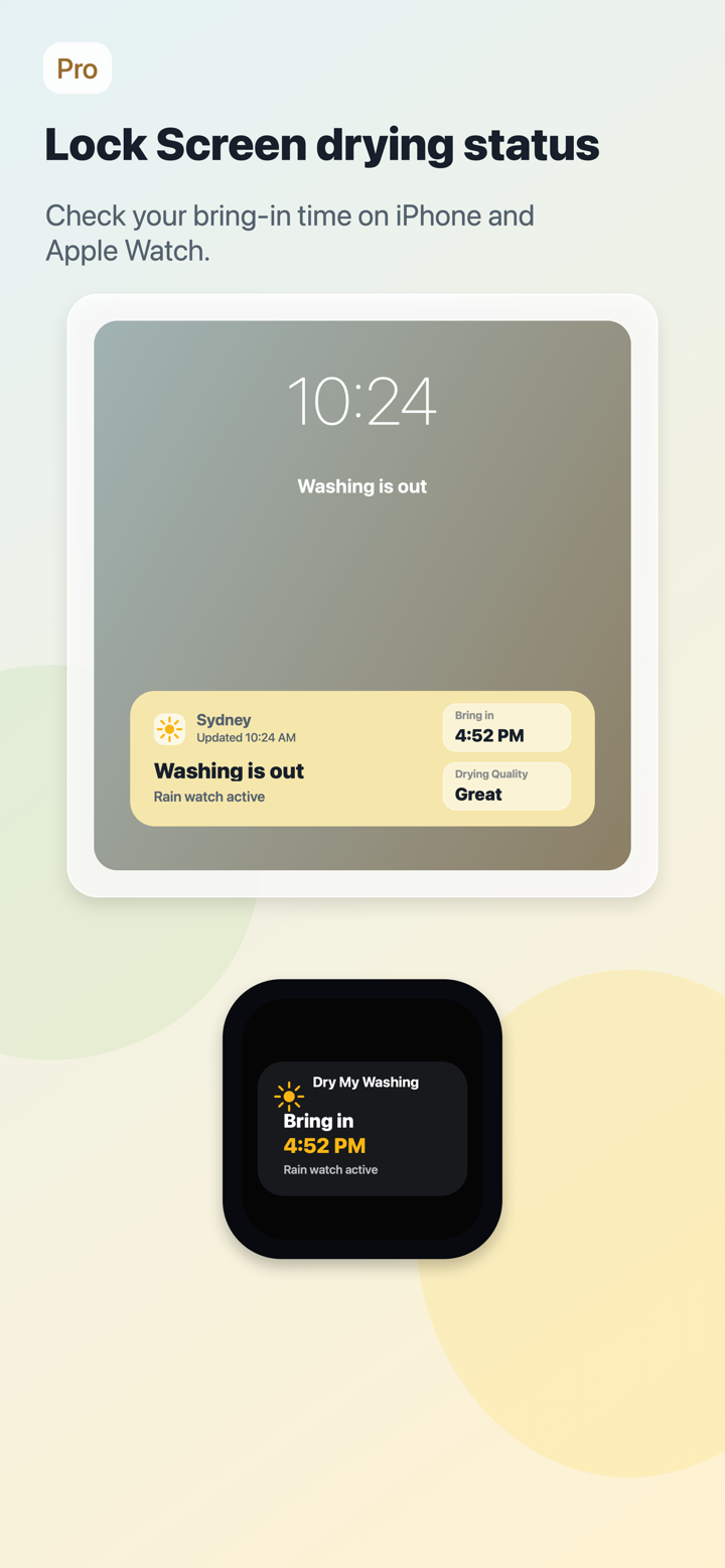 Lock Screen and Apple Watch Live Activity in Dry My Washing